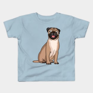 Funny happy pug dog cartoon illustration Kids T-Shirt